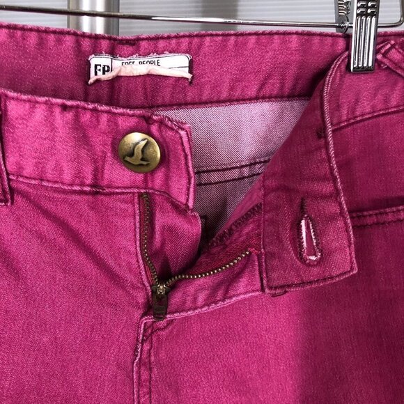 FREE PEOPLE Raspberry (Pink / Purple) Ankle‎ Zip Skinny Jeans Sz 26 - Picture 5 of 10